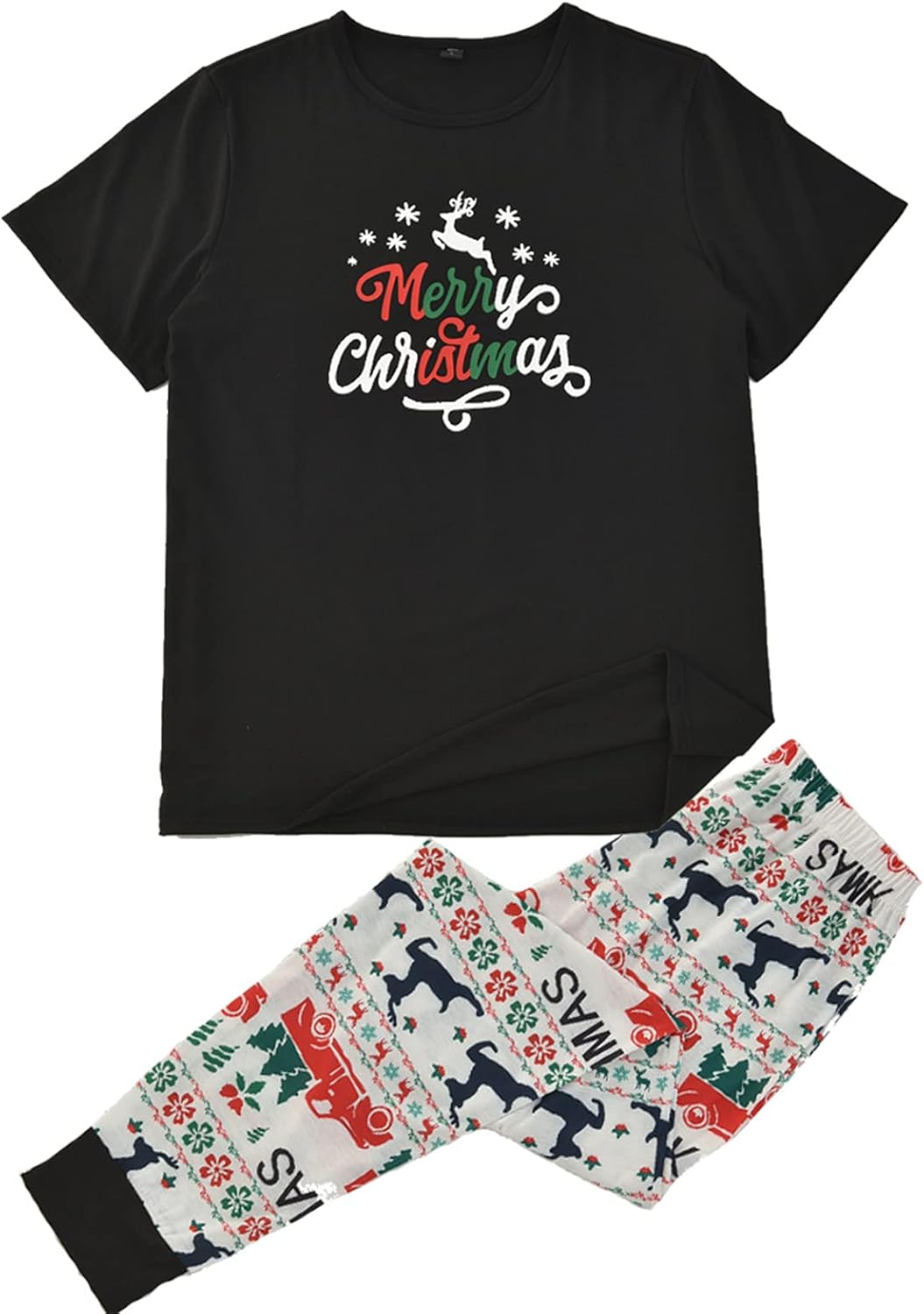JEGULV Pijamas de Feliz Navidad 2024 para la familia, conjuntos a juego, ropa de dormir de Navidad, ropa de dormir divertida con estampado de Papá