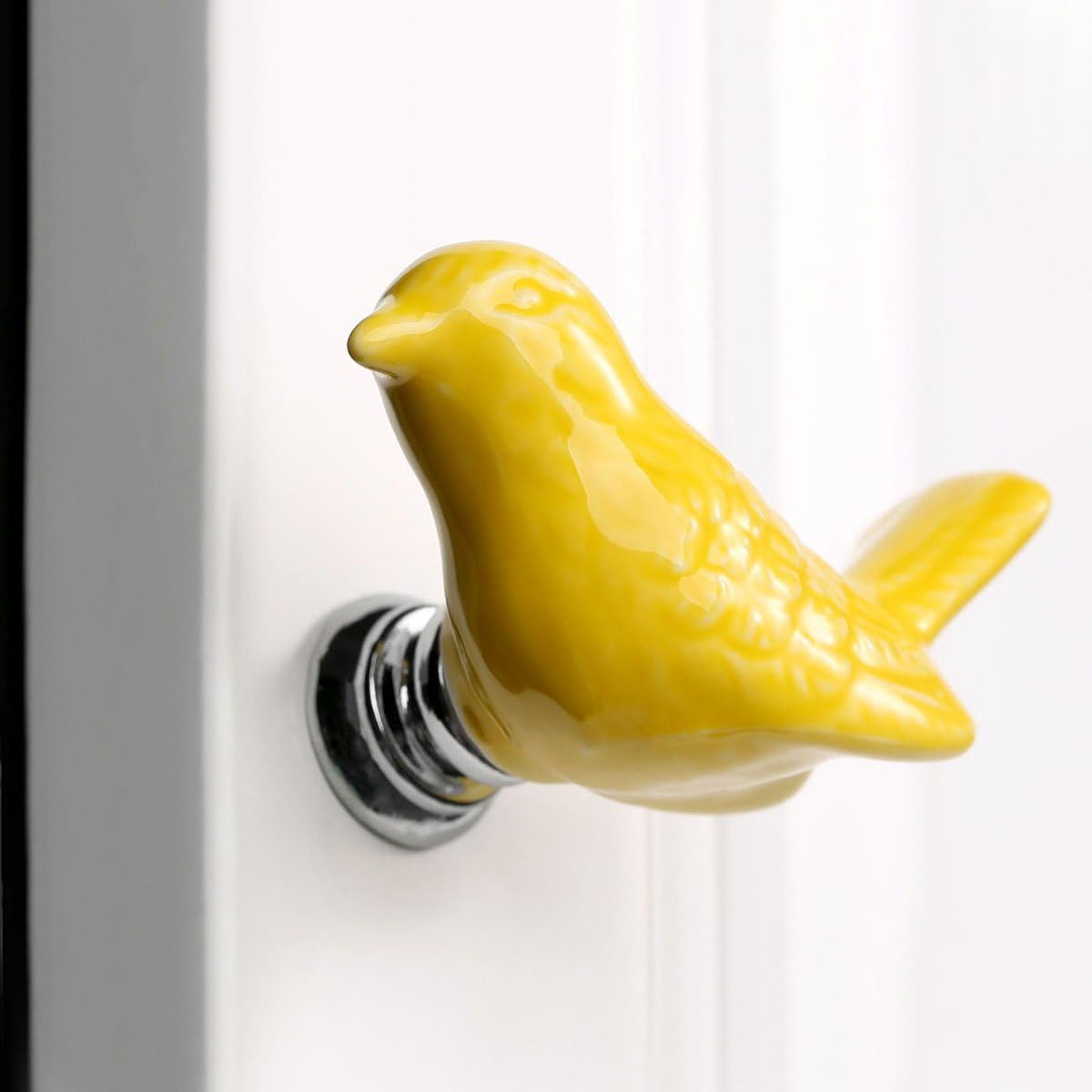 Pomos de cerámica con forma de pájaro para puertas y cajones, pomos para muebles y cocina, tiradores para armarios con tornillos, paquete de 6