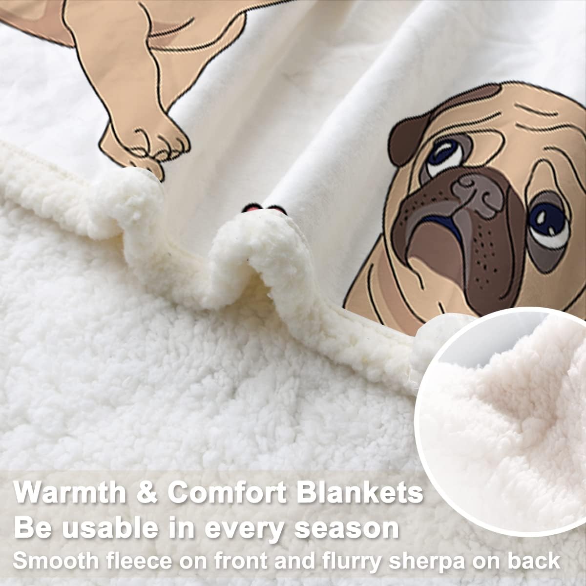 Sleepwish Pug Frazadas y Mantas
