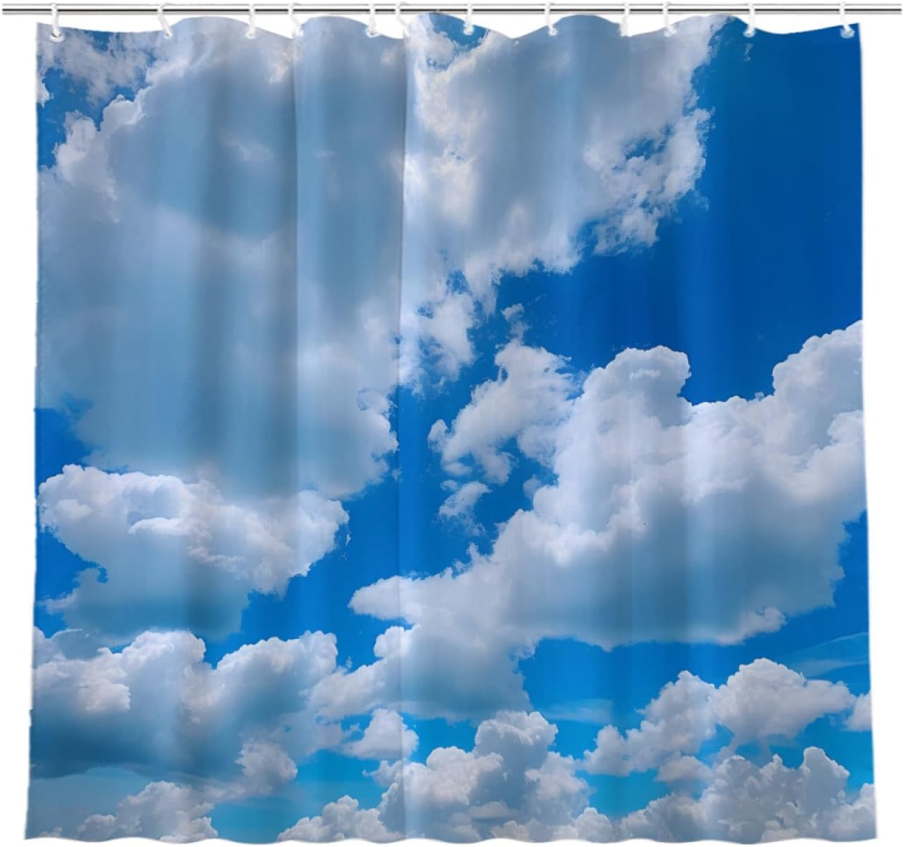 Cortina de ducha con nubes blancas y cielo azul, juego de cortina de ducha de paisaje natural, accesorios de baño, tela impermeable, decoración de