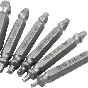 Cionyce Juego de 6 extractores de tornillos dañados, regalo para hombres, juego de extractor de tornillos de acero plateado de alta velocidad, Cionyce Juego de 6 extractores de tornillos dañados, regalo para hombres, juego de extractor de tornillos de acero plateado de alta velocidad,