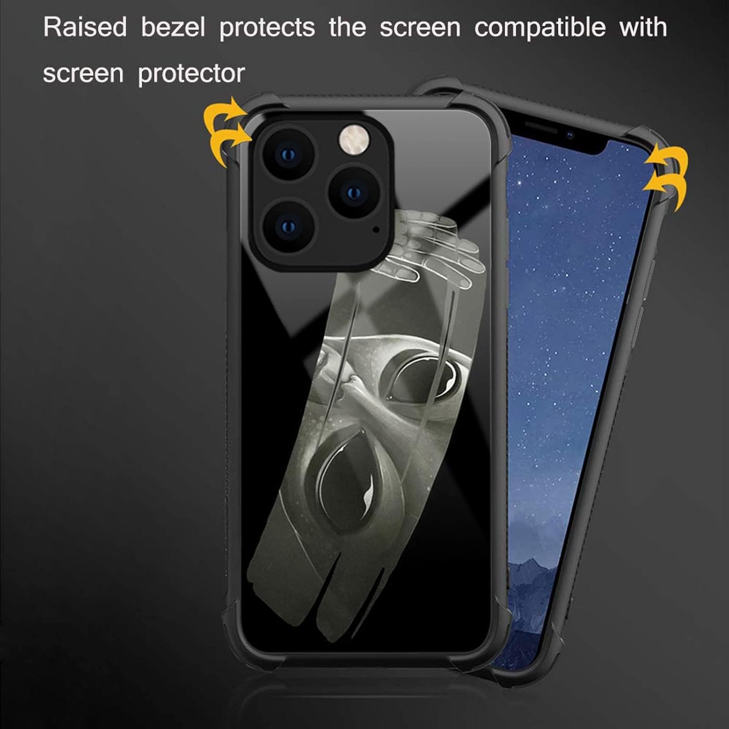 CARLOCA Funda compatible con iPhone 13 Pro, funda con patrón de vidrio Alien Clean iPhone 13 Pro, ultra protección, a prueba de golpes, de silicona