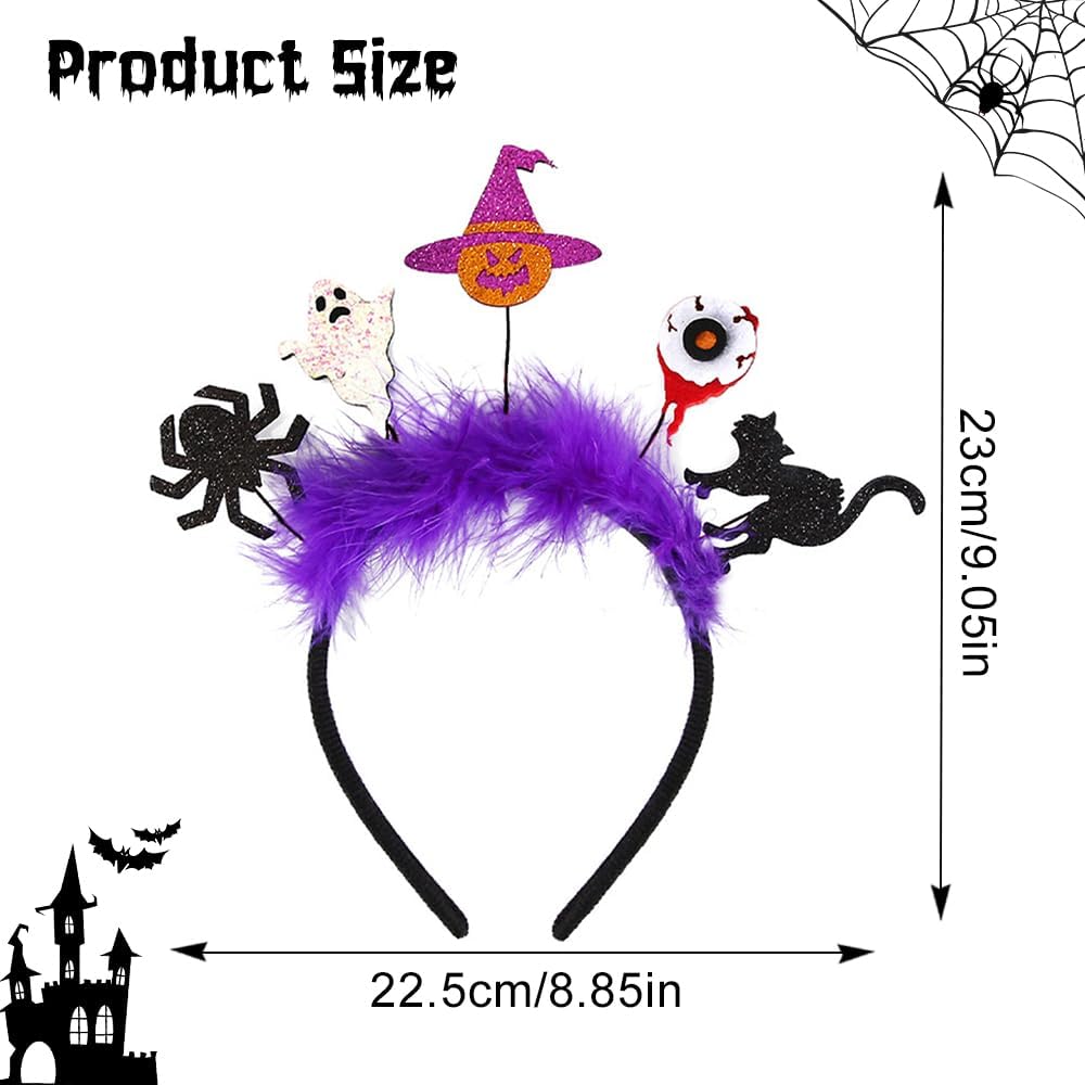 ZEYER Diademas de Halloween a la moda de telaraña, lindo ojo, cabeza de calabaza, calavera y gato, accesorios para el cabello para mujeres y niños,