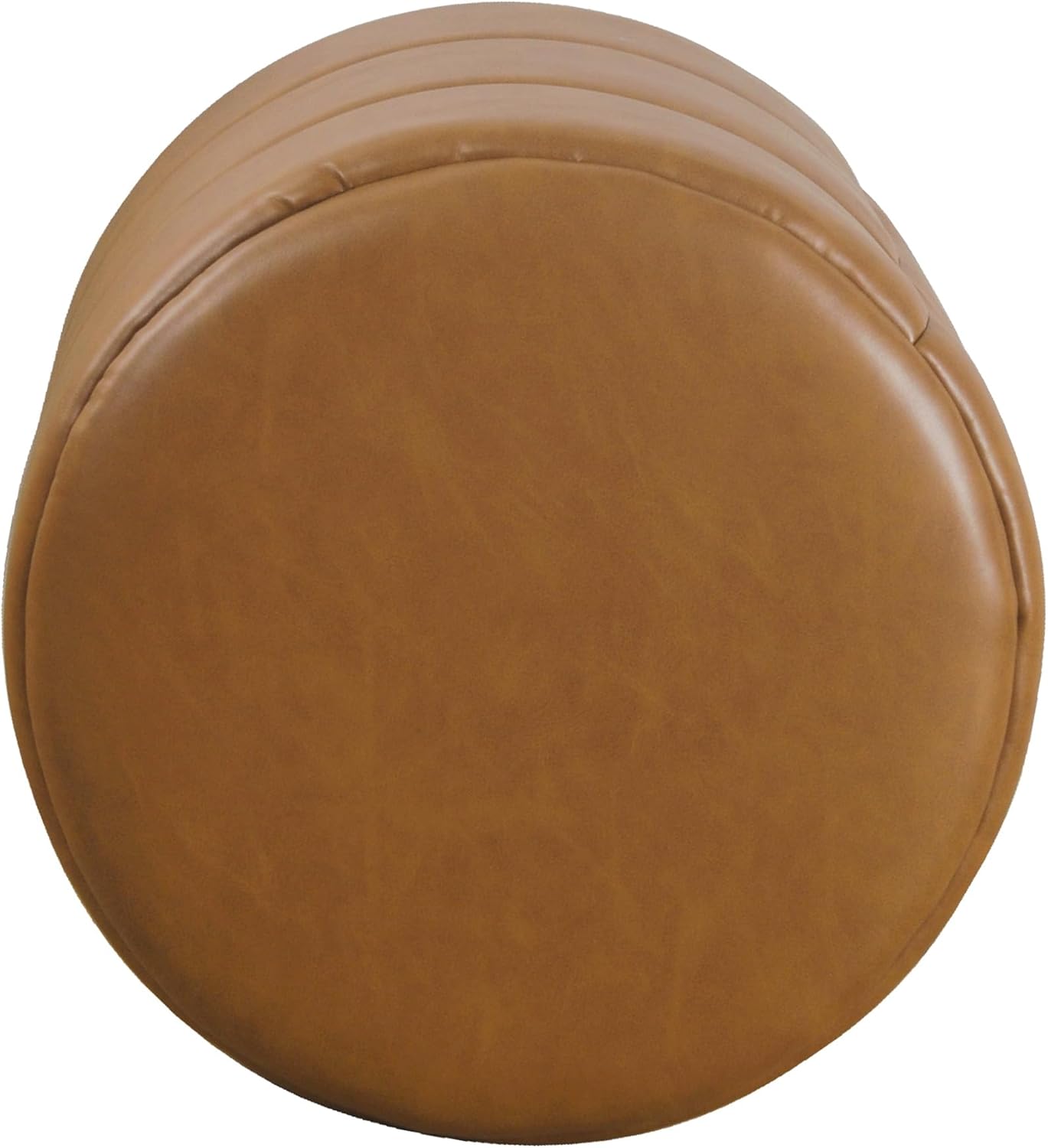 HomePop Otomana redonda tapizada de piel sintética para decoración del hogar  Reposapiés otomana – Carmel Brown
