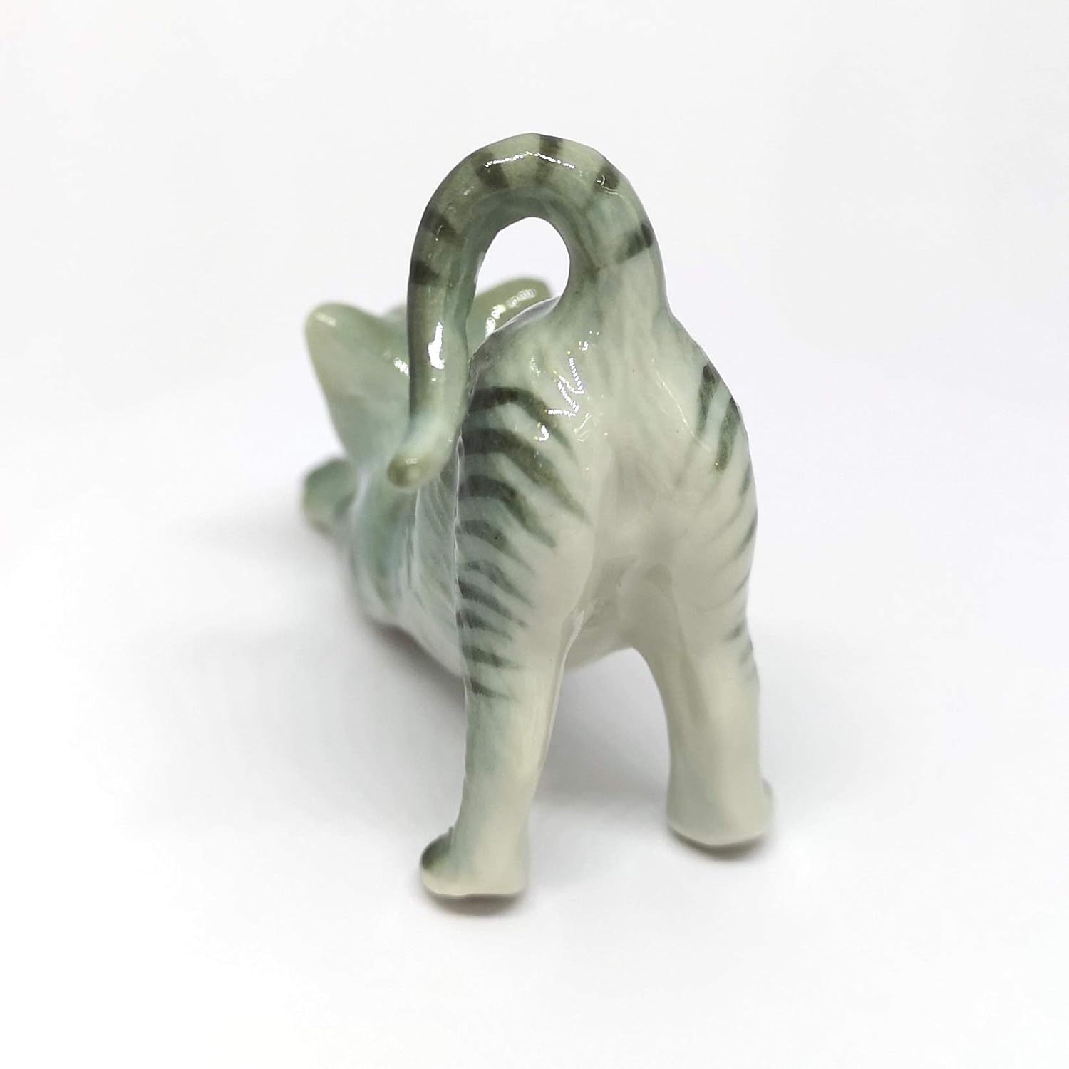 ZOOCRAFT Figura coleccionable de gato de cerámica cerámica miniatura gris pintado a mano