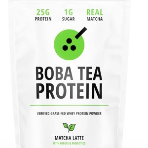 Boba Tea Protein Matcha Latte  25g Grass-Fed Whey Protein Isolate Powder  Gluten-Free & Soy-Free Bubble Tea Protein Drink  Real Ingredients & Boba Tea Protein Matcha Latte  25g Grass-Fed Whey Protein Isolate Powder  Gluten-Free & Soy-Free Bubble Tea Protein Drink  Real Ingredients &