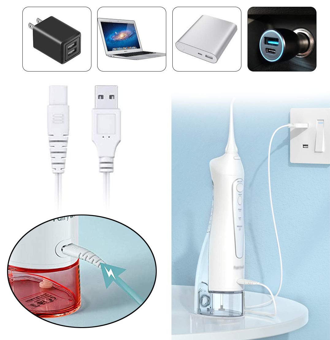 Cable de carga inalámbrico para irrigador oral, cable de recarga portátil para irrigador oral. Cable de cargador de repuesto compatible con hilo