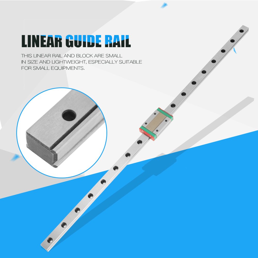 Mini guías lineales lineales, riel de guía de riel de 17.717 in con control deslizante MGN12H de 0.472 in, riel de guía lineal para medidores,