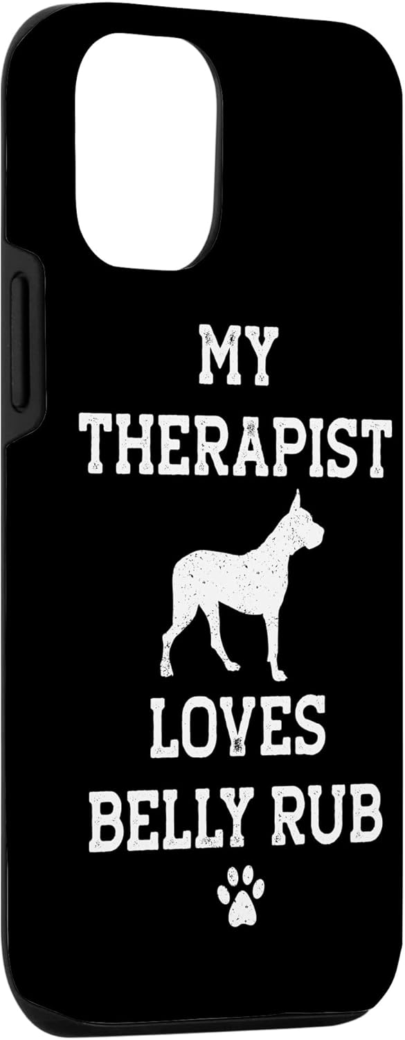 iPhone 14 Funny Dogo Argentino My Therapist Loves Belly Rub Case