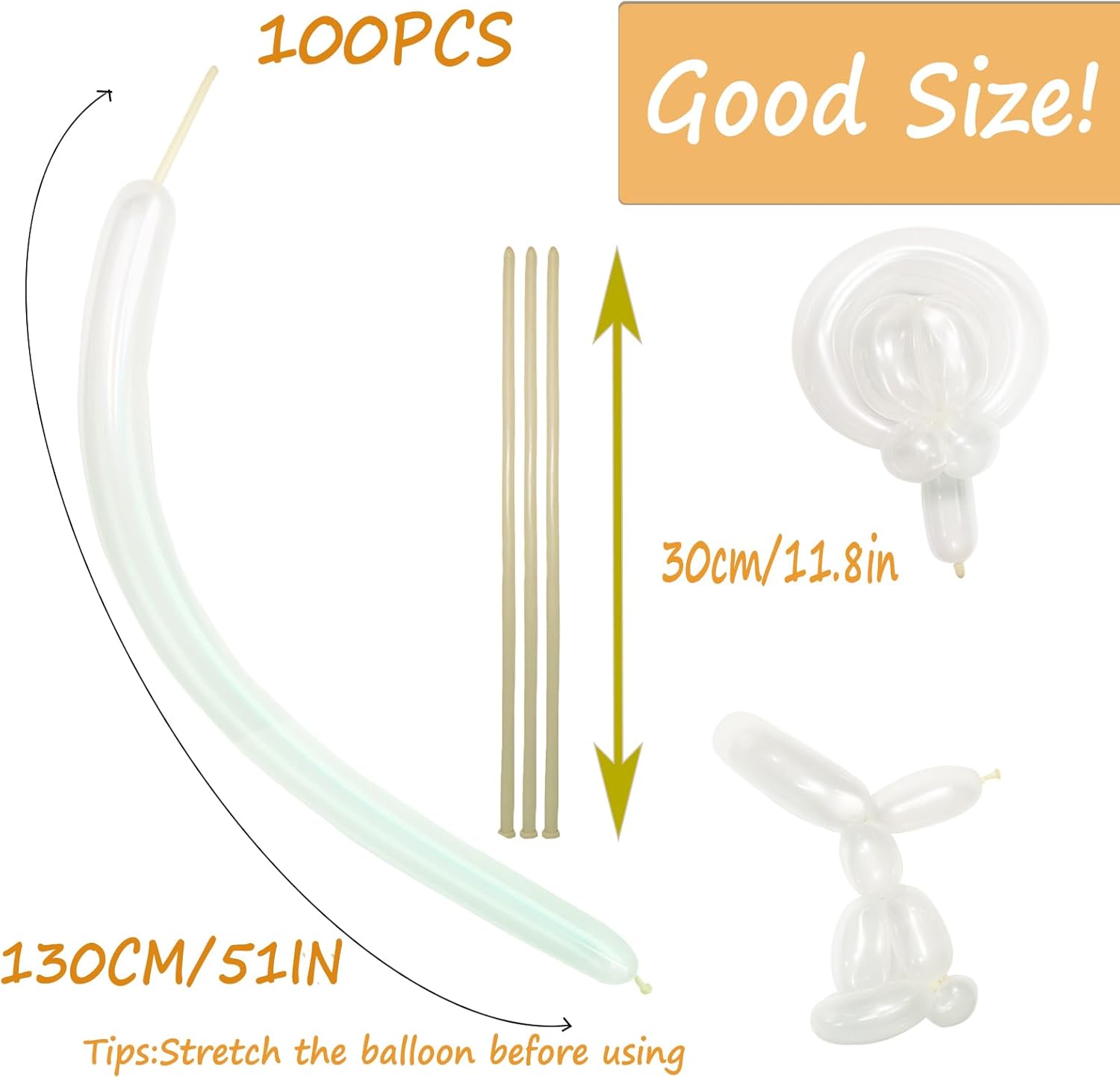 Globos 260Q transparentes largos para globos, animales, globos de modelado de torsión clara, forma de animal mágico, 100 unidades para