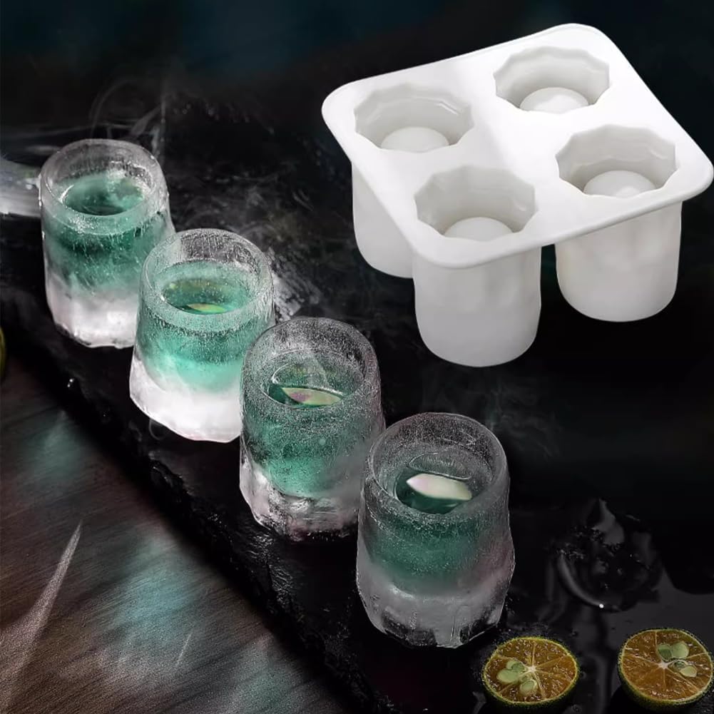Bandejas para cubitos de hielo, 2 unidades, bandejas de hielo de silicona para congelador, bandeja de silicona de fácil liberación, 4 cilindros de