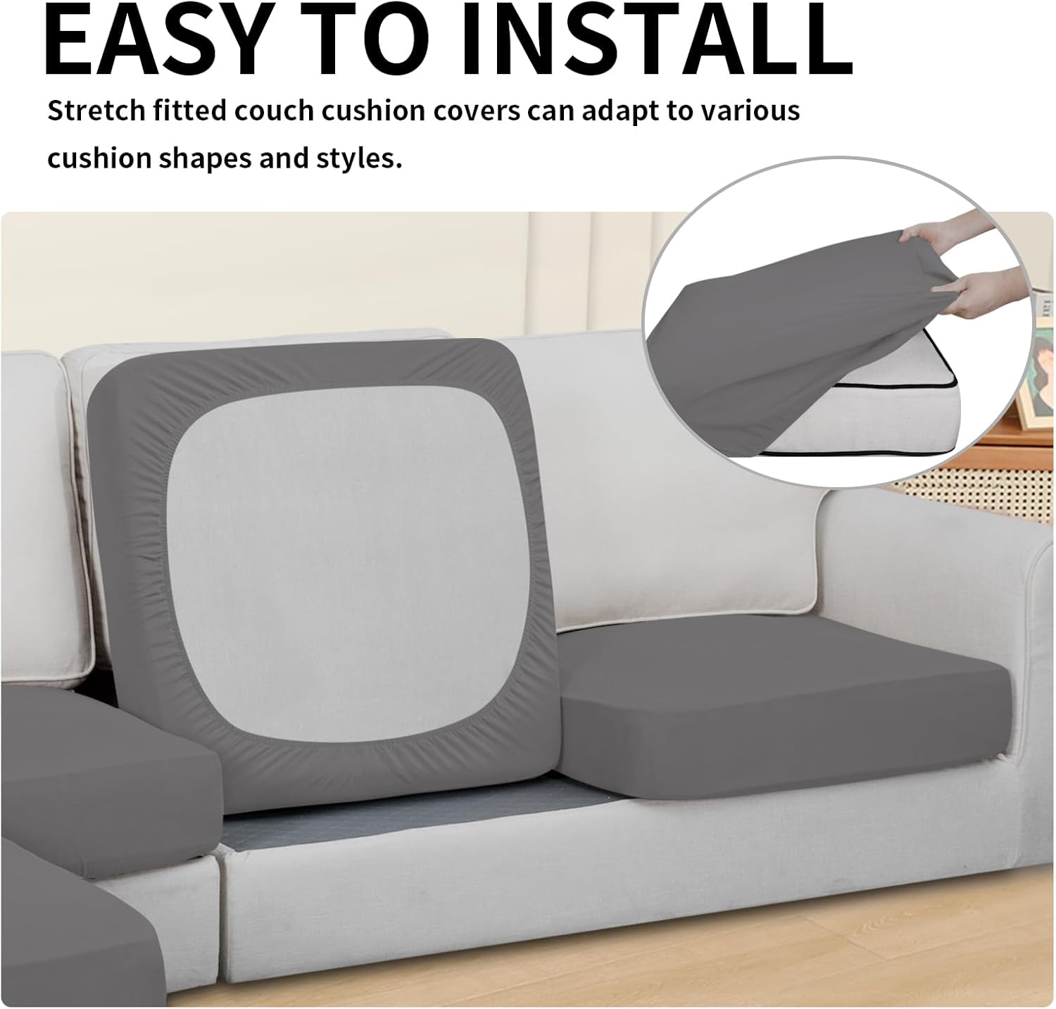 Easy-Going Fundas de cojín 100% impermeables de 4piezas para sofá, seccional izquierdo y derecho en forma de L, funda antideslizante para sofá,