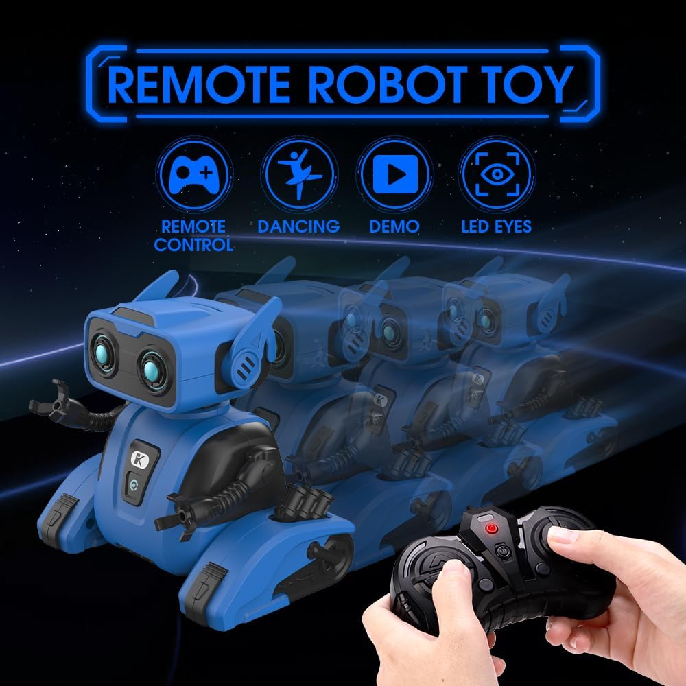 Robots de control remoto para niños, con ojos LED, movimientos de baile, música, cabeza y brazos flexibles, regalo de Navidad para mayores de 3 años