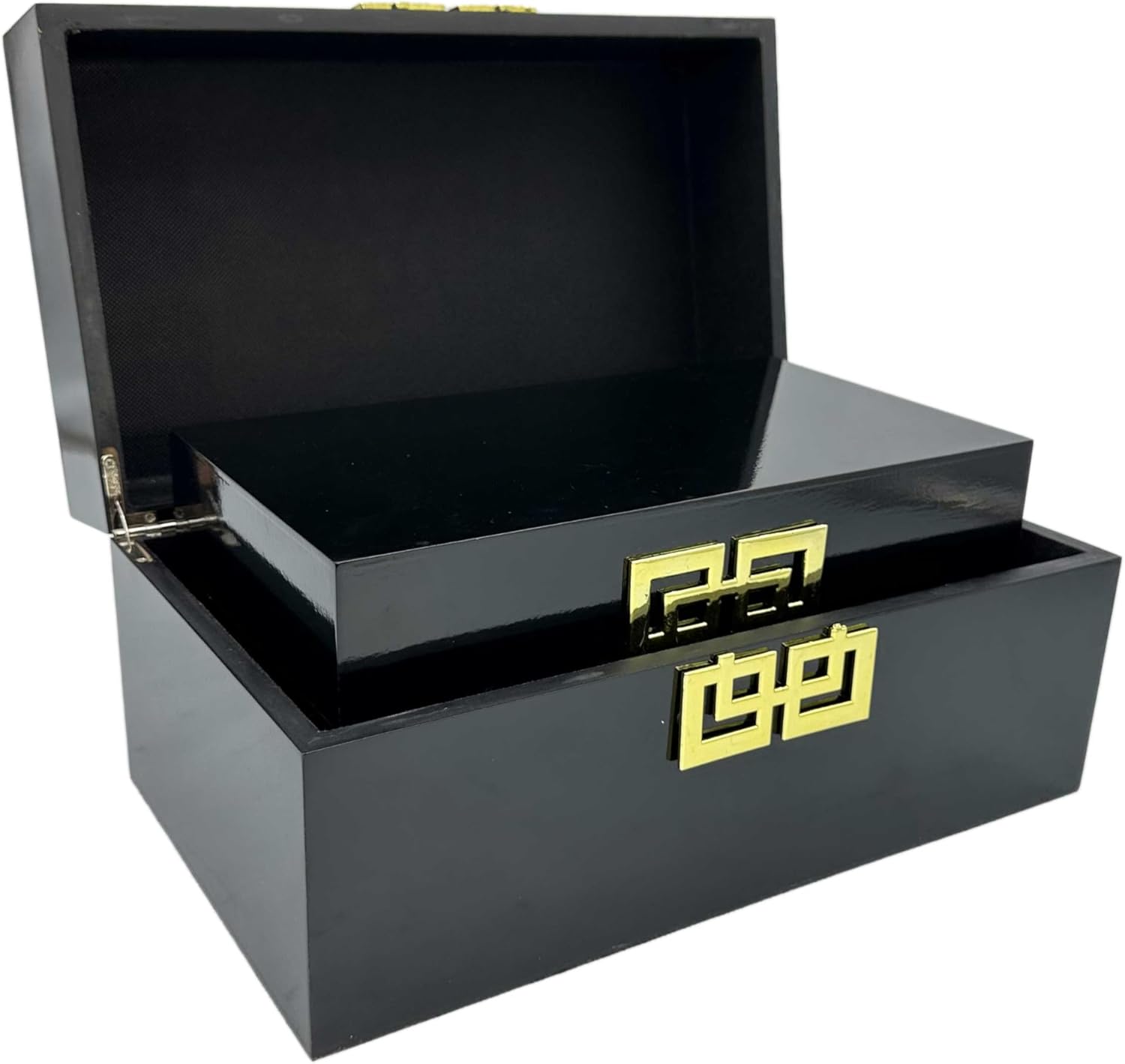 Galt International Juego de cajas de almacenamiento decorativas con tapa con bisagras, diseño clásico, cajas de decoración de madera con cierre