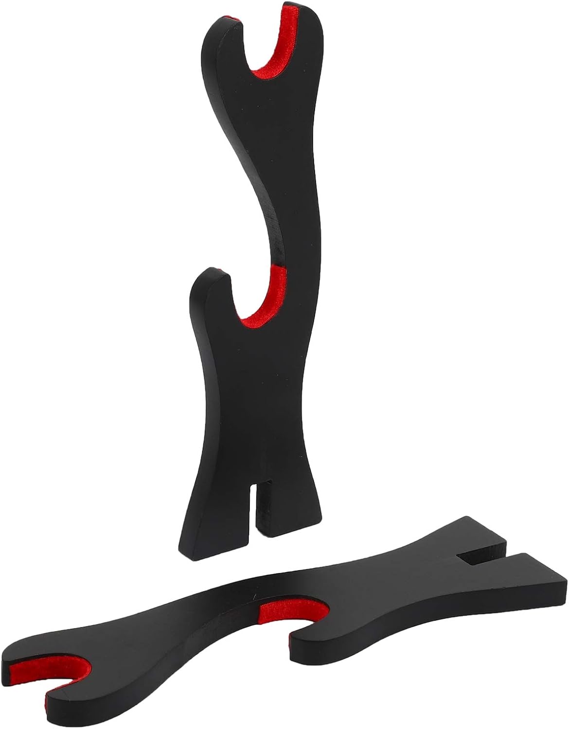 2 Tier Katana Sword Holder Black Bracket Hanger Red Cotton Display Stand