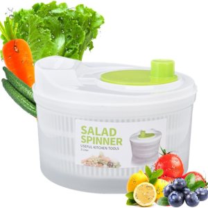 Escurridor de ensaladas, secadora de verduras fácil de usar Pro Pump Spinner con cuenco, colador y sistema de drenaje integrado para ensaladas Escurridor de ensaladas, secadora de verduras fácil de usar Pro Pump Spinner con cuenco, colador y sistema de drenaje integrado para ensaladas