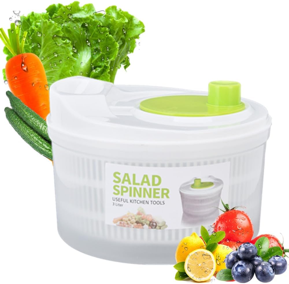 Escurridor de ensaladas, secadora de verduras fácil de usar Pro Pump Spinner con cuenco, colador y sistema de drenaje integrado para ensaladas