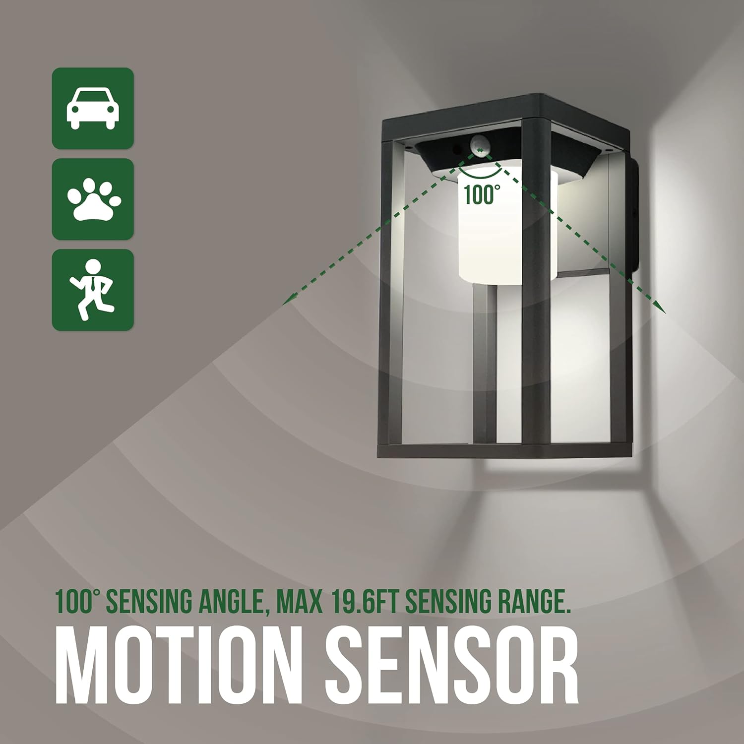 GKOLED Aplique solar de pared, luz de montaje en pared con sensor de movimiento al aire libre, 300LM 4000K LED, luces solares de pared del atardecer