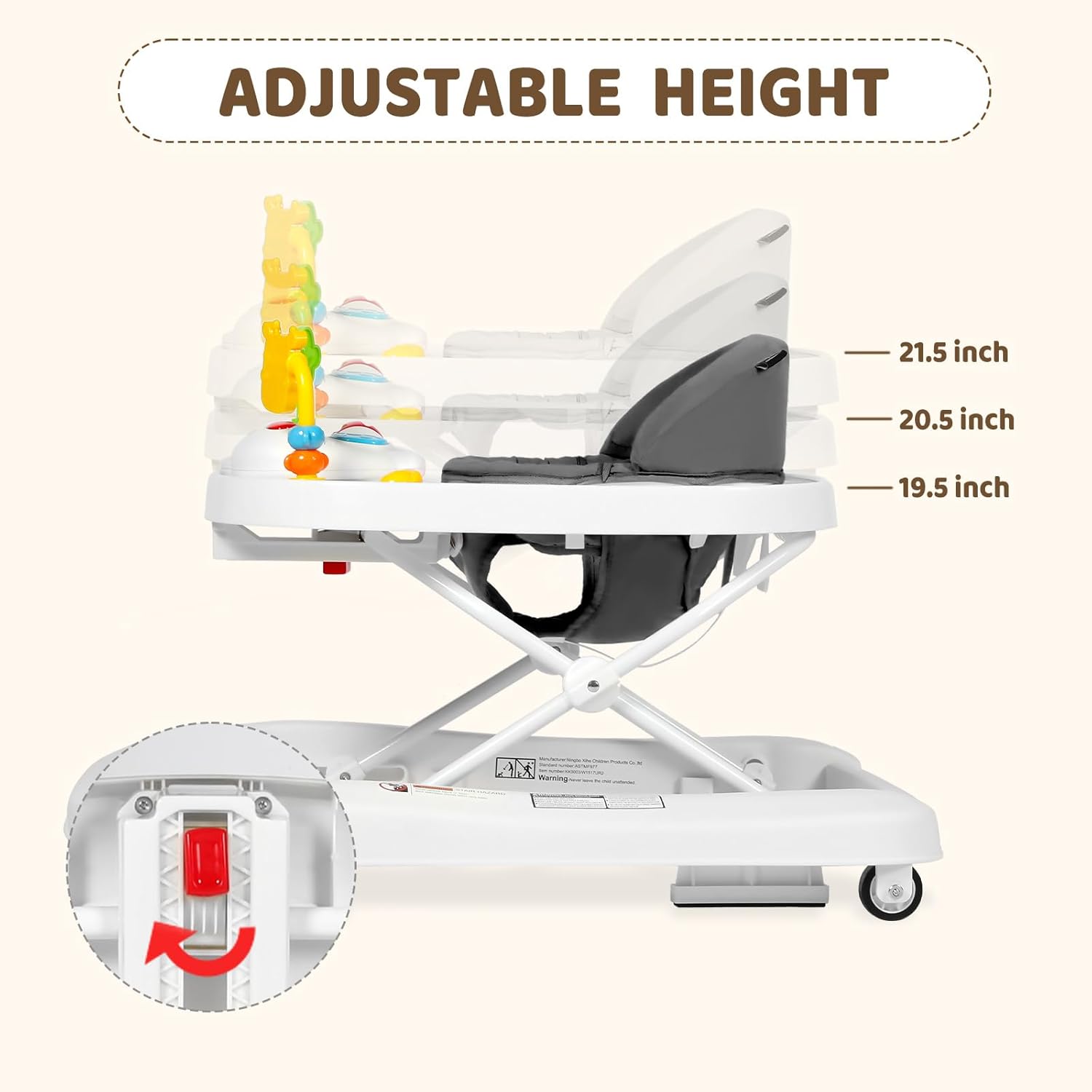 Andador plegable para bebés, centro de actividades para bebés 3 en 1 para niños y niñas, caminante para niños pequeños con velocidad de altura