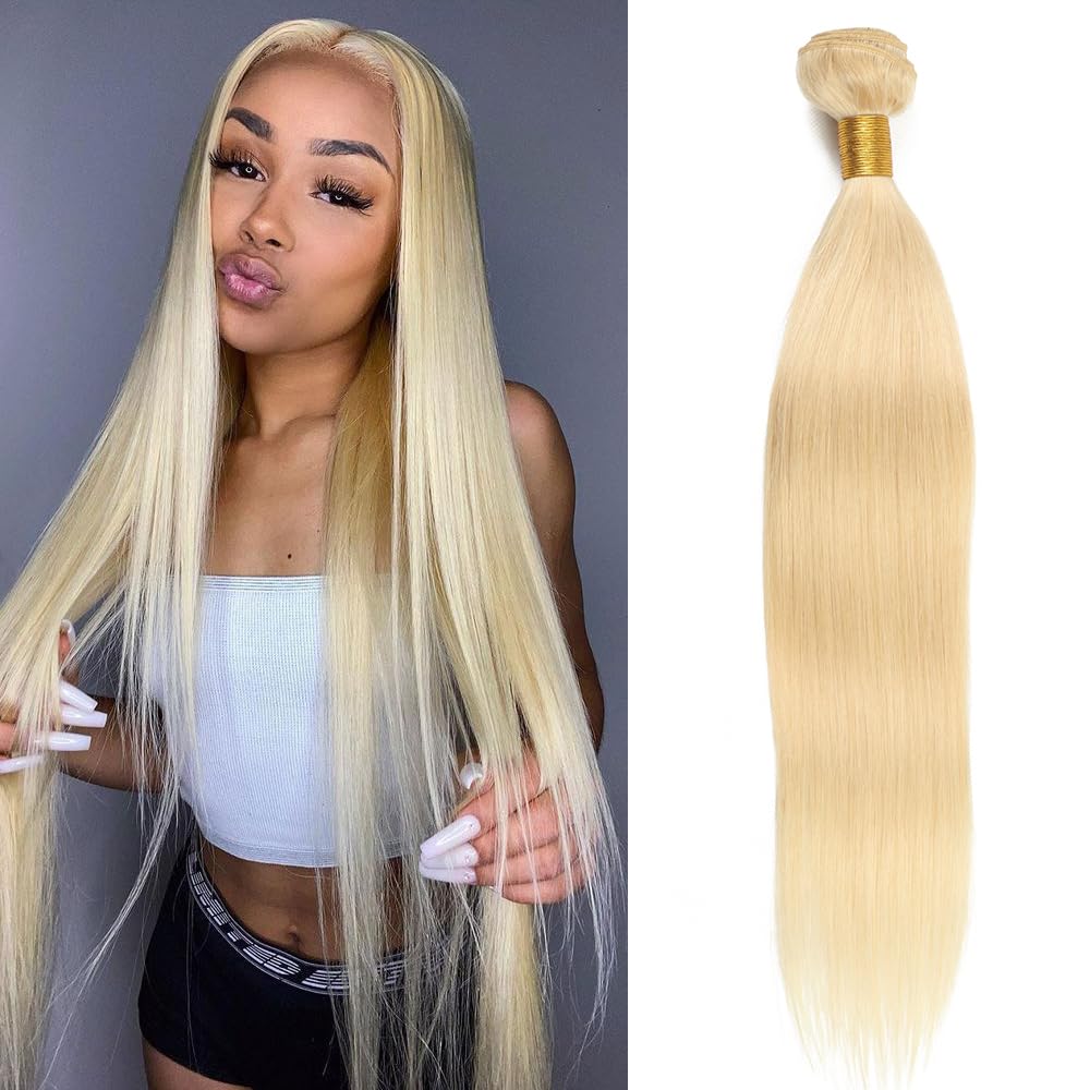 Paquetes de cabello humano 613 de 26 pulgadas, extensiones de cabello rubio 10A, extensiones de cabello virgen brasileño, 1 manojos de cabello