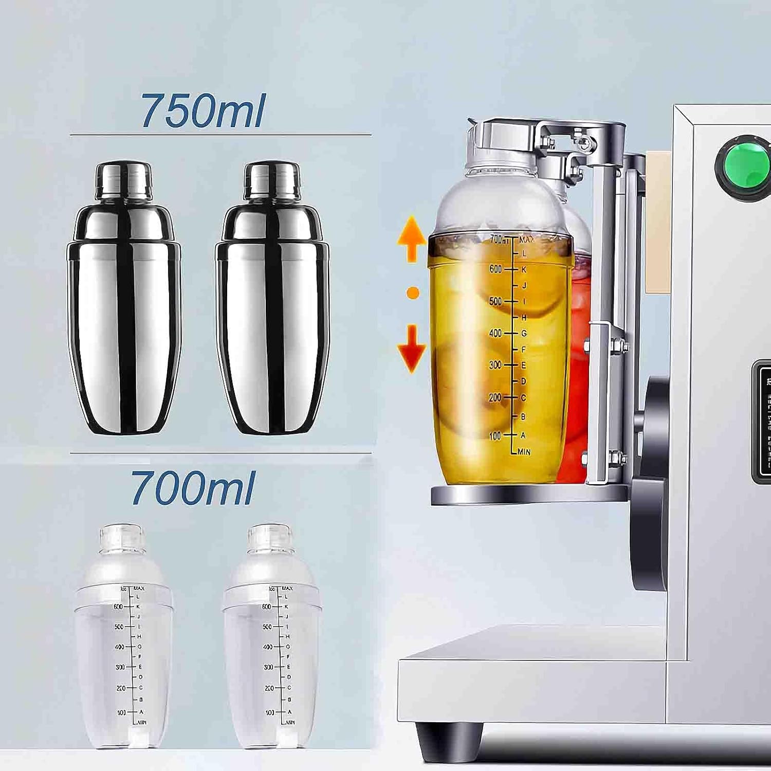 TECHTONGDA Máquina comercial de coctelera de té con leche, máquina profesional de acero inoxidable de doble marco automático de té de burbujas,