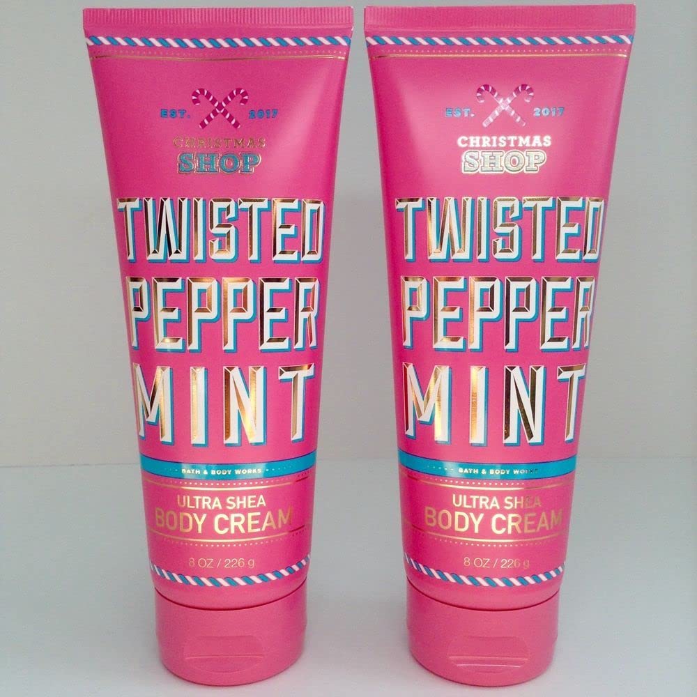 White Barn BBW Crema corporal Twisted Peppermint – Edición navideña 2017 – Paquete de 2