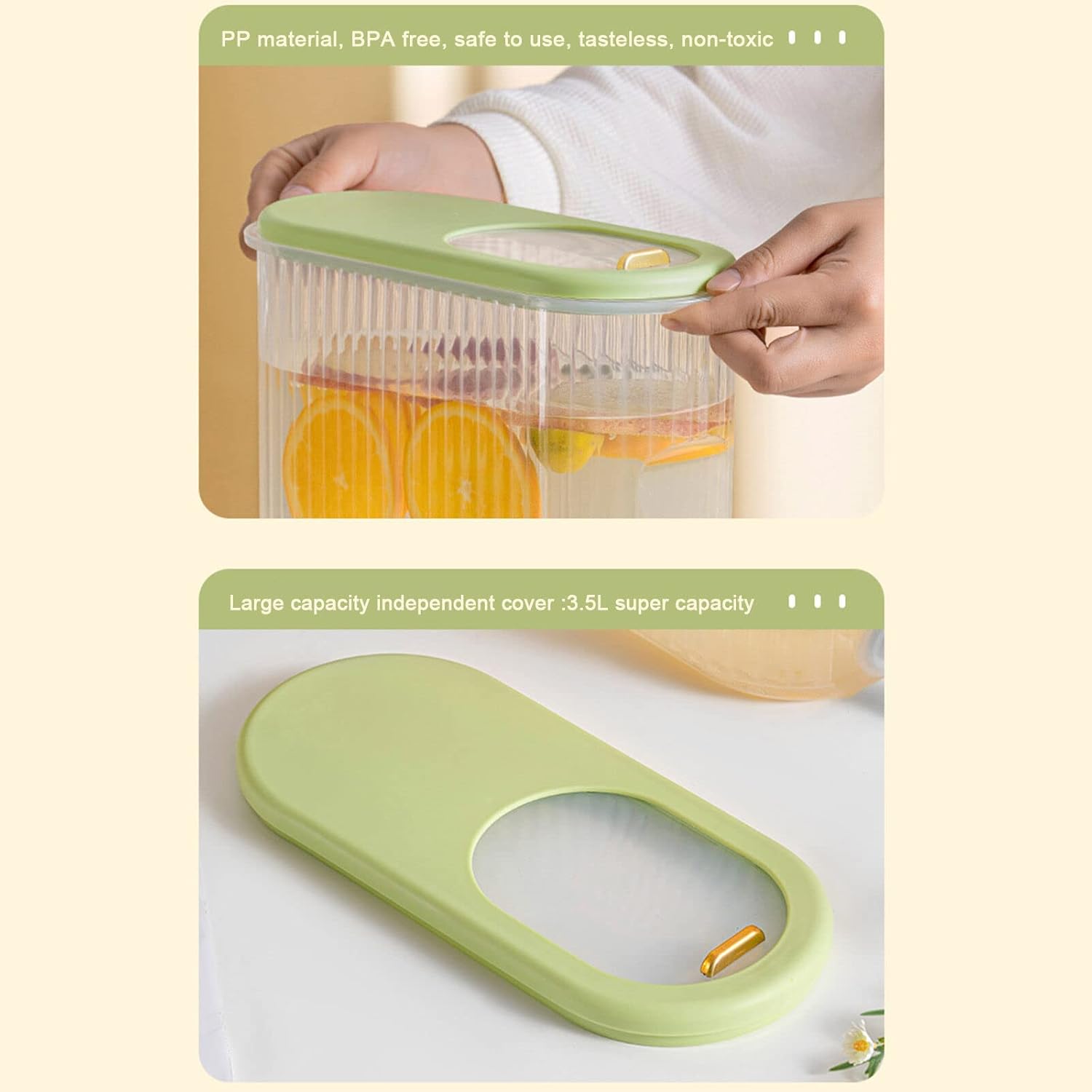 Dispensador de plástico con colador, dispensador de bebidas de gran capacidad de 3.5 litros, dispensador de jarra de agua duradero, refrigerador,
