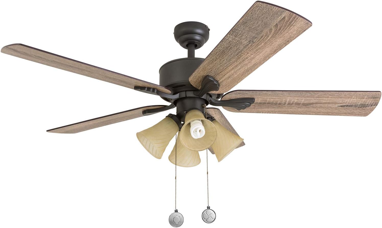 TWDRTDD Adornos de cadenas para ventilador de techo, 2 conectores de cadena de 12 pulgadas de largo, patrón de ventilador de bombilla de latón