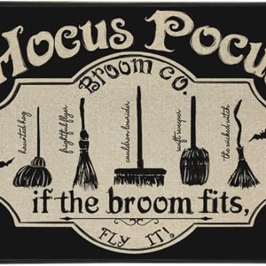 Hocus Pocus, tapete decorativo de bienvenida de Halloween, 17 x 29 pulgadas, tapete decorativo antideslizante y lavable, para interiores y Hocus Pocus, tapete decorativo de bienvenida de Halloween, 17 x 29 pulgadas, tapete decorativo antideslizante y lavable, para interiores y