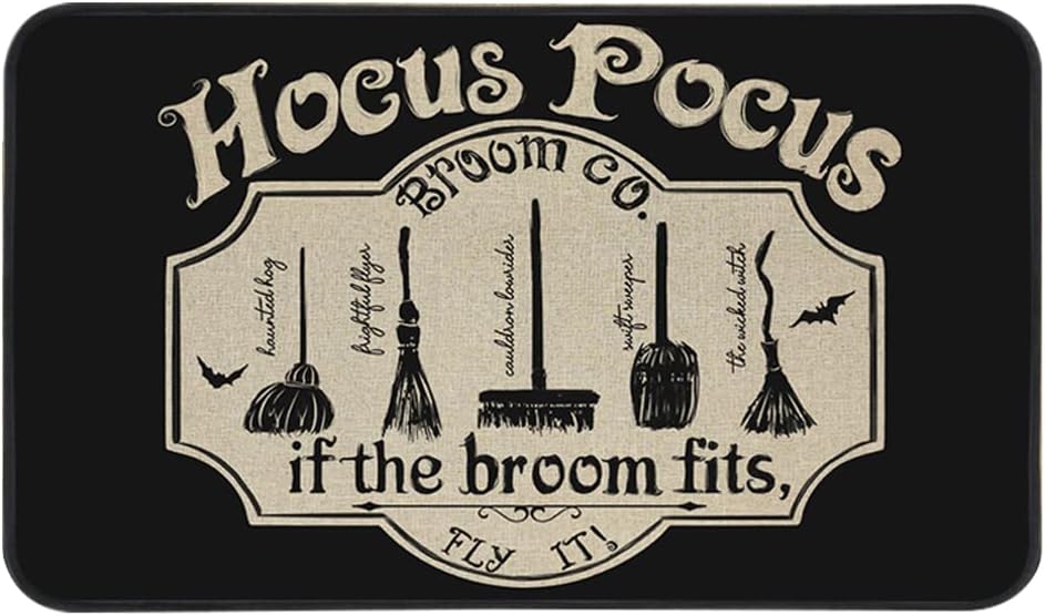Hocus Pocus, tapete decorativo de bienvenida de Halloween, 17 x 29 pulgadas, tapete decorativo antideslizante y lavable, para interiores y