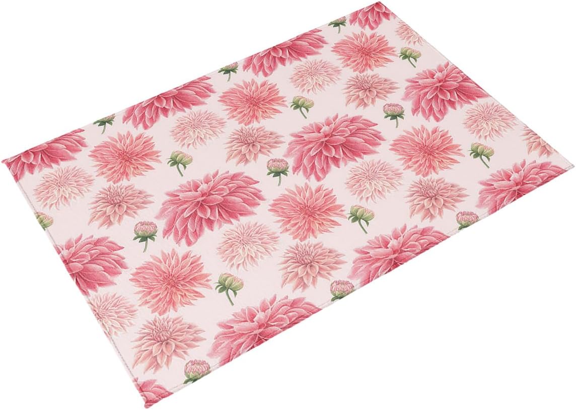 Outdoor Rug Carpet Waterproof 4×6 ft Area Rug, Pink Floral Large Floor Mat for Patio Balcony Living Room Backyard Picnic Beach RV Camping Rug