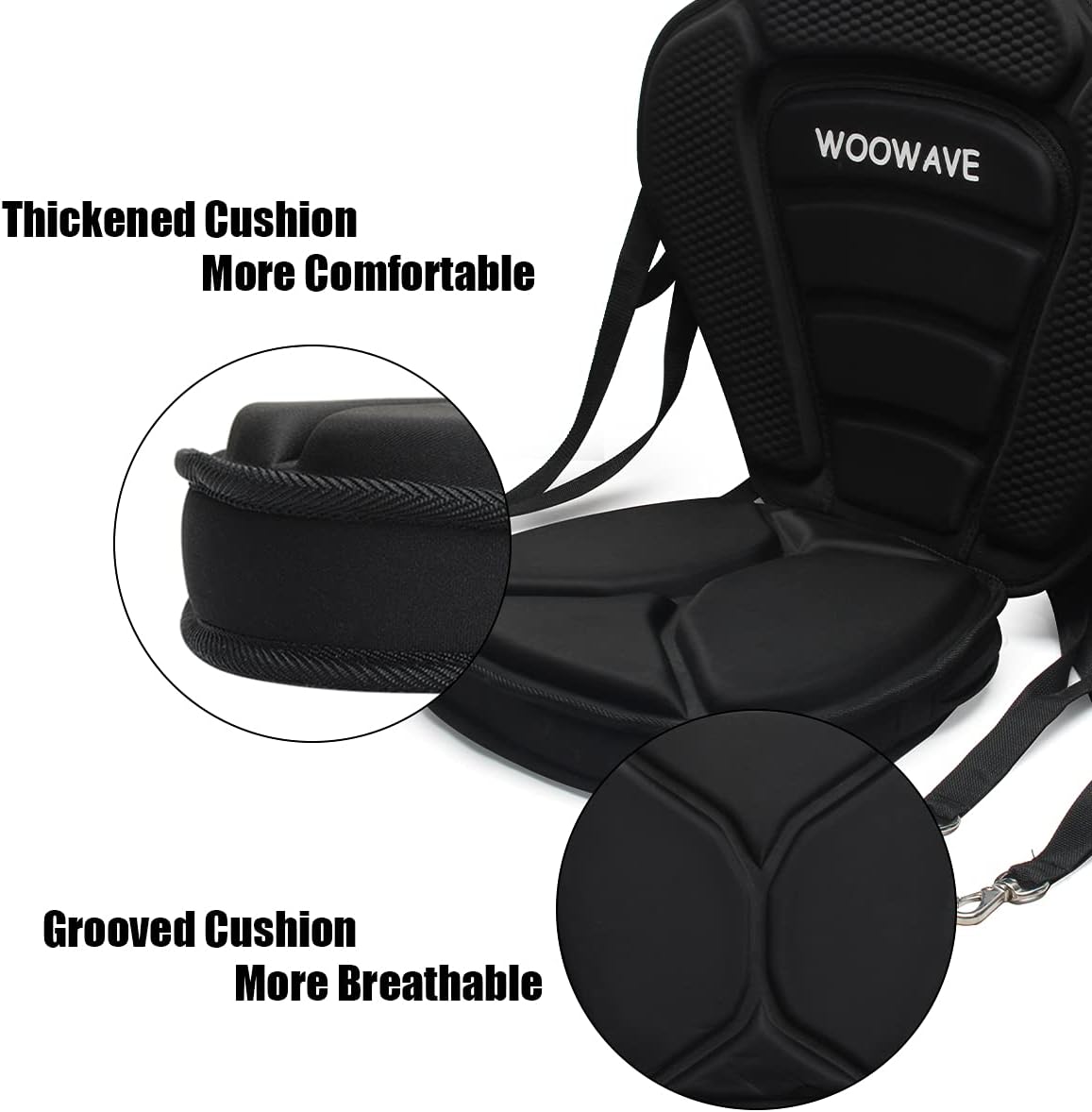 Asiento de kayak acolchado grueso asiento de paddleboard ajustable asiento de barco acolchado asiento de pesca respaldo alto cómodo respaldo