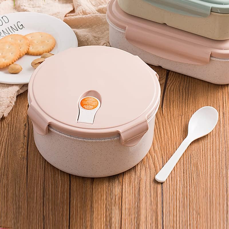 AI LOVE PEACE Recipiente para almuerzo de ramen instantáneo para microondas, popote de trigo con ventilación de liberación de vapor, recipiente