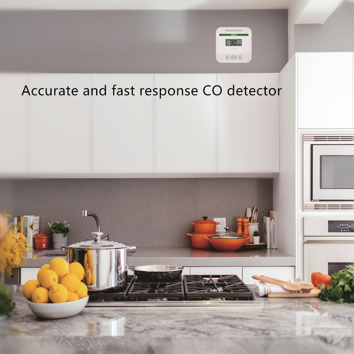 COOKSS – Detector de monóxido de carbono, 2 unidades, monitor de gas CO con pantalla digital LCD y advertencia de sonido, alarma de CO de alta
