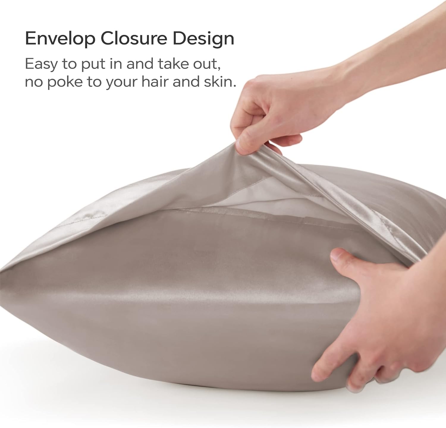 BEDELITE – Juego de 2 fundas de almohada de satén de tamaño Queen ideales para el cabello y la piel, supersuaves y sedosas, color gris pardo rosé,