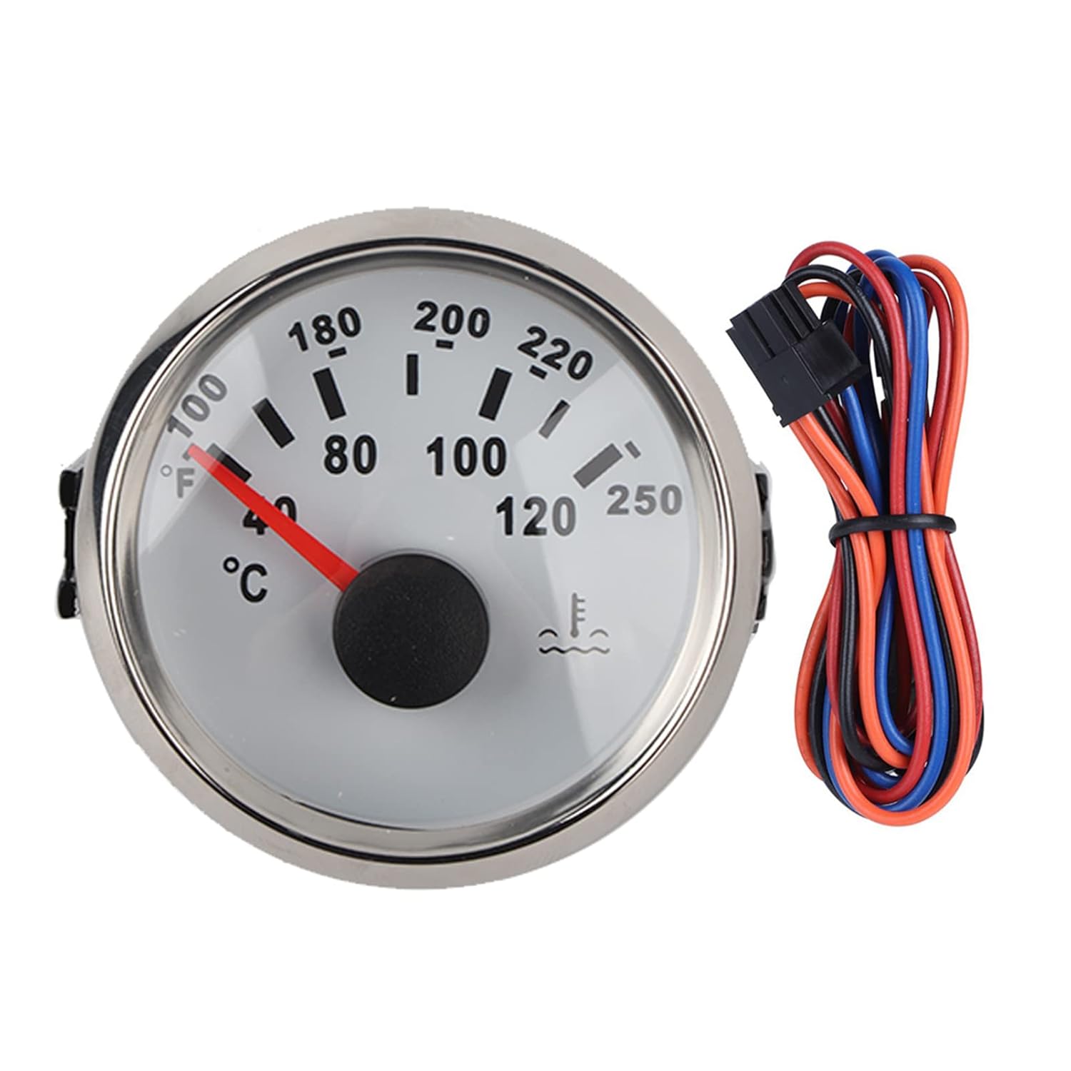 Medidor de temperatura del agua, 2.047 in2 pulgadas, medidor de temperatura del agua del motor marino, 104.0-248.0 F Rango de indicación IP67,