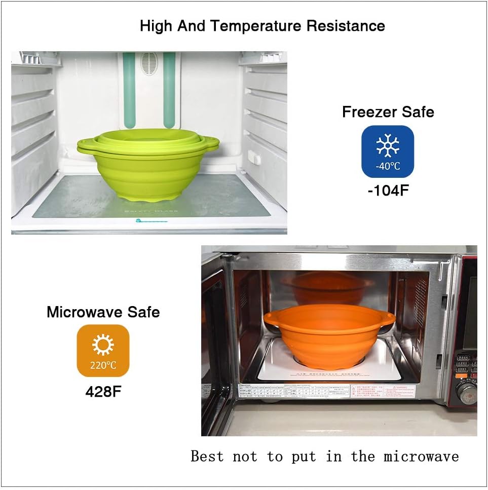 64oz naranja microondas Rv cuencos camping silicona mezcla tazón plegable 7tazas viaje al aire libre senderismo naranja (naranja64oz)