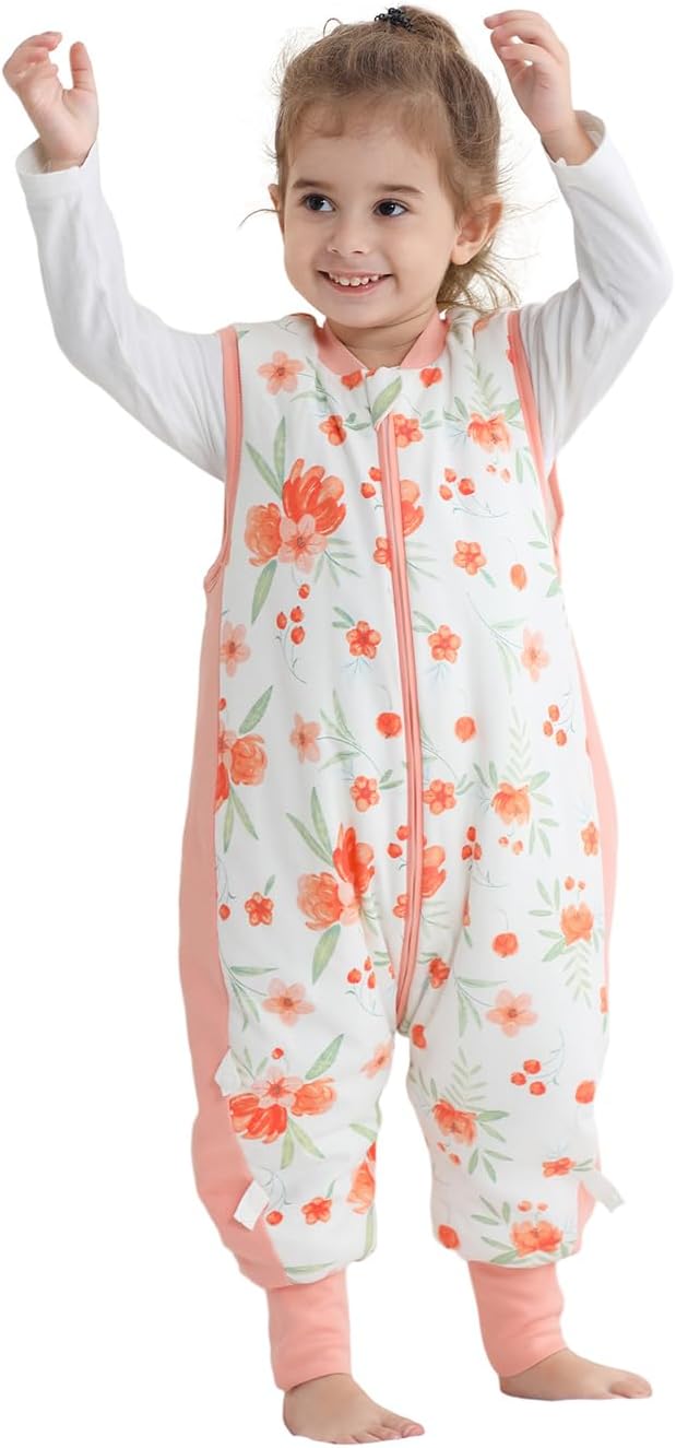 Saco de dormir para bebé de invierno con pies 2.5 TOG 100% algodón manta portátil con piernas Saco de dormir sin mangas para niños recién nacidos