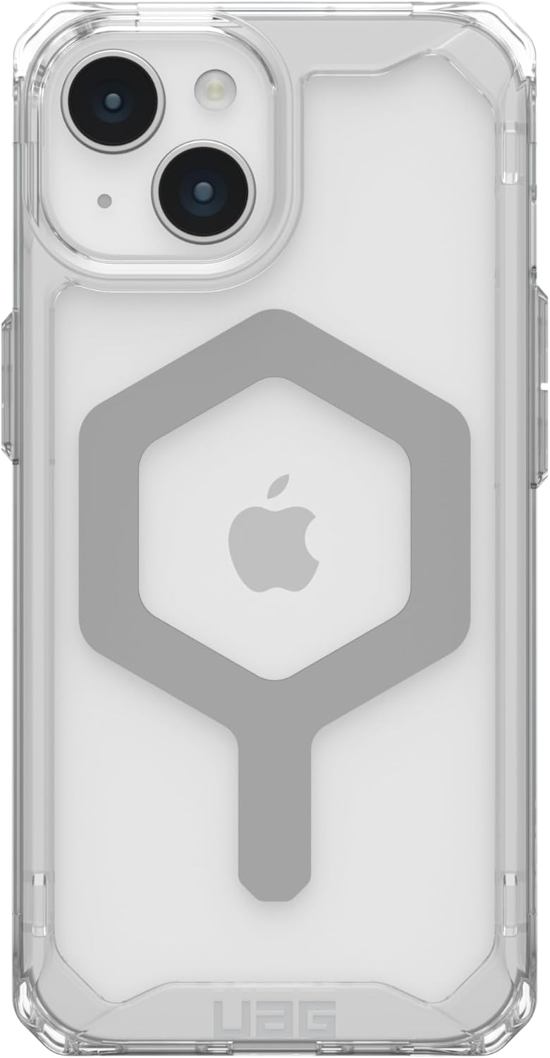 URBAN ARMOR GEAR UAG – Funda compatible con iPhone 15 de 6.1 pulgadas, imán integrado Plyo IceSilver compatible con carga MagSafe, resistente,
