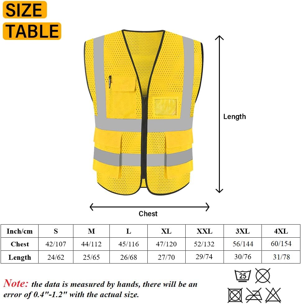 HYCOPROT High Visibility Mesh Safety Reflective Vest with Pockets and Zipper, Meets ANSIISEA Standards