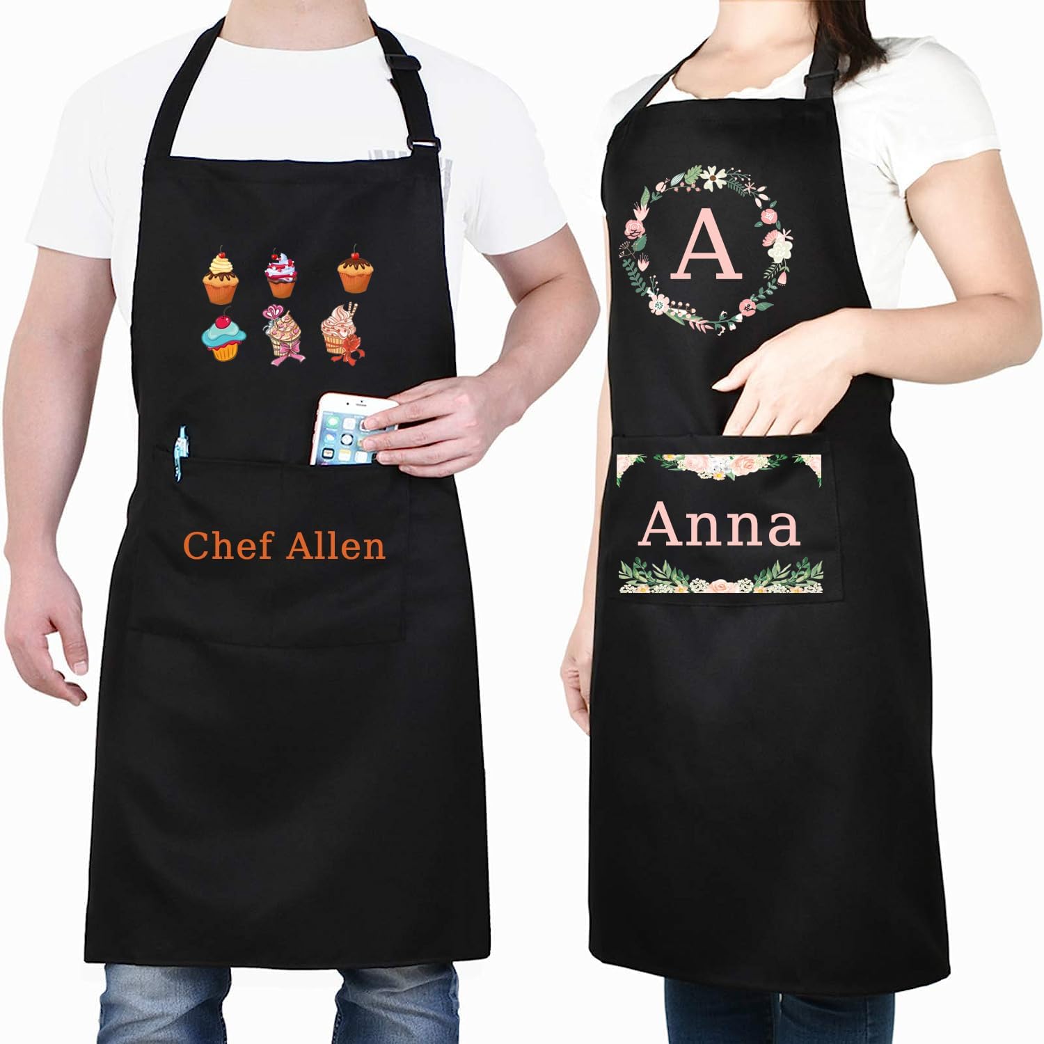 BeautyWill Delantal personalizado con foto Diseño personalizado Nombre Texto Imagen Delantal de Chef Delantal de cocina impermeable