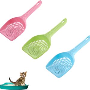 Paquete de 3 cucharas de arena para gatos de mango largo, pala de arena para gatos, herramienta de limpieza para tamizar arena para gatitos Paquete de 3 cucharas de arena para gatos de mango largo, pala de arena para gatos, herramienta de limpieza para tamizar arena para gatitos