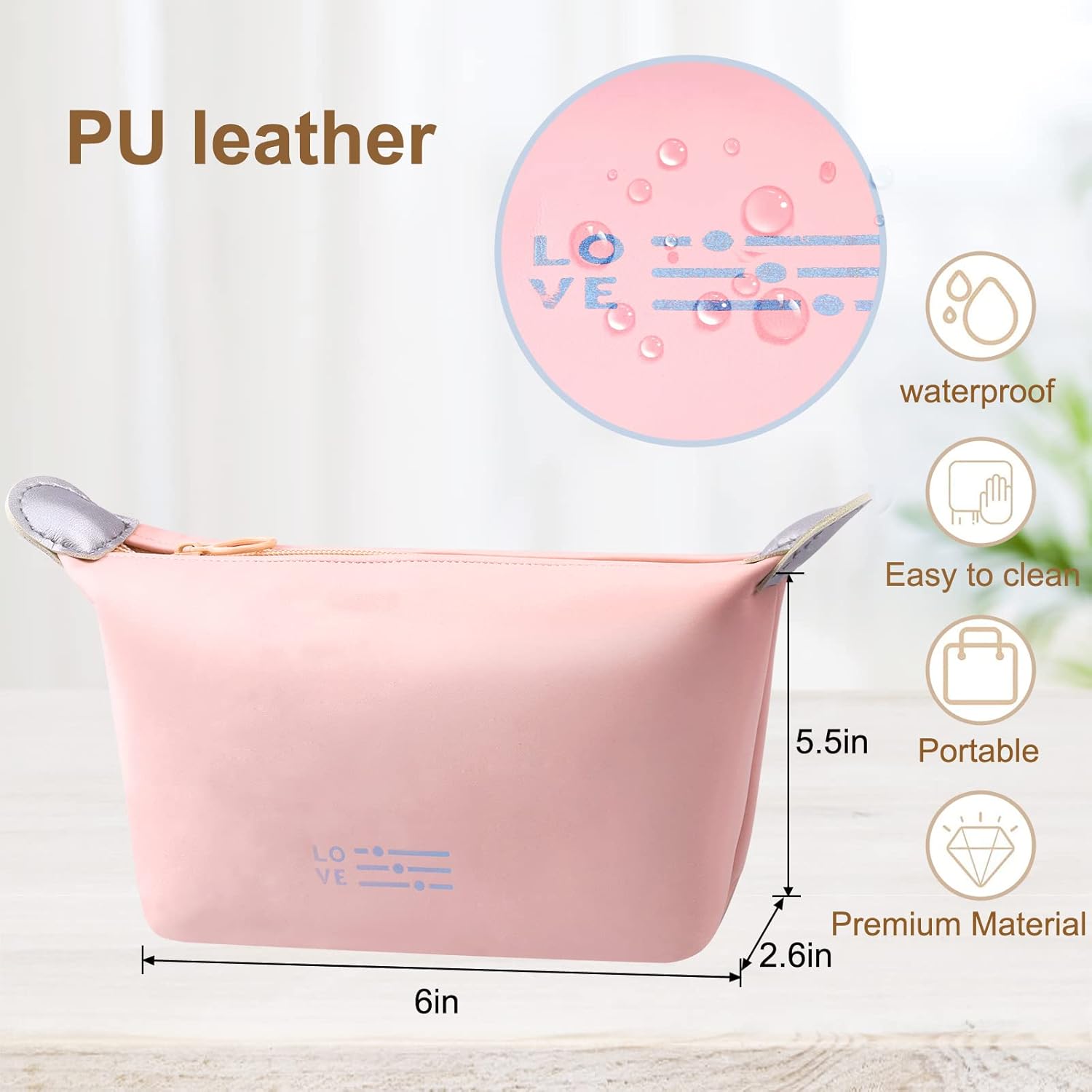 Bolsa organizadora de maquillaje de viaje, pequeña bolsa de cosméticos para bolso, bolsas de cosméticos de piel sintética para mujeres, bolsa de