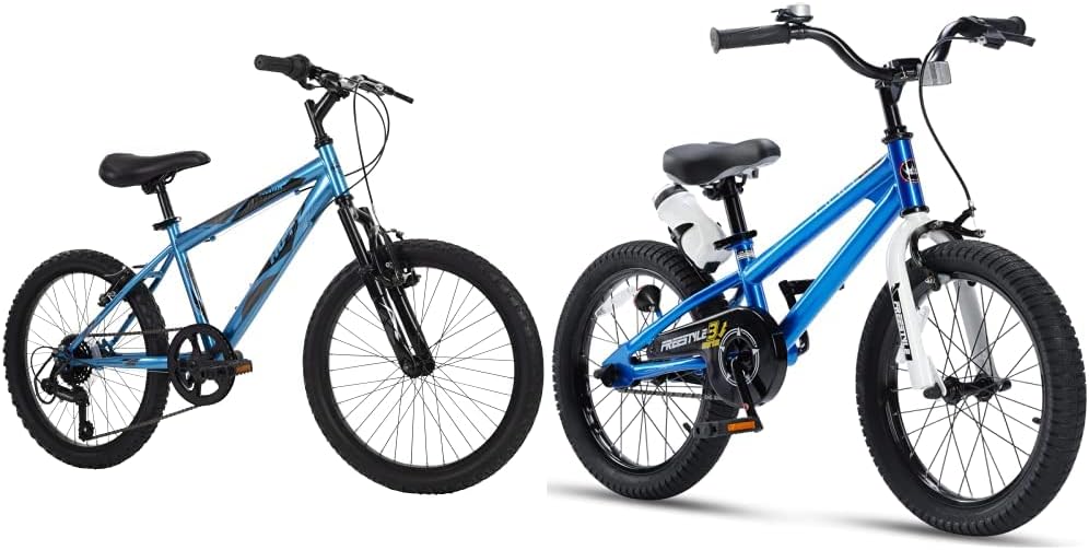 Huffy Bicicleta de montaña rígida para niños, Stone Mountain de 20 pulgadas, 6 velocidades, color cian metálico y RoyalBaby para niños y niñas,
