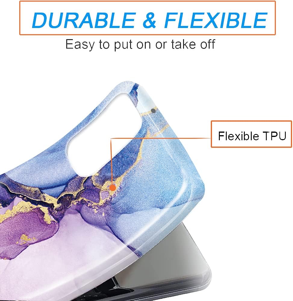 luolnh Funda para Samsung Galaxy S20, funda para Samsung S20 para niñas y mujeres, diseño de mármol brillante con purpurina dorada, a prueba de