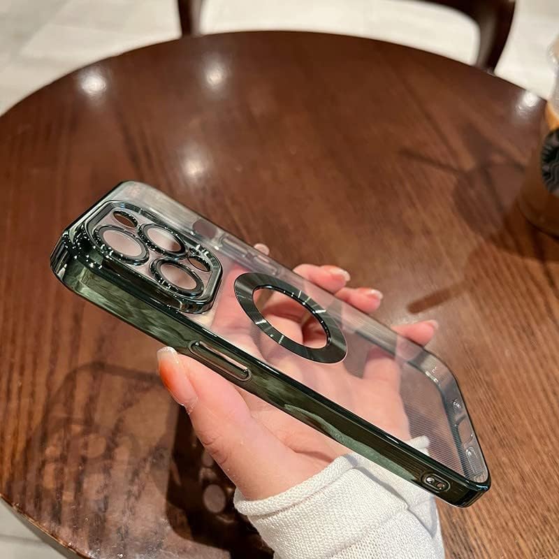 Funda para iPhone 13 Pro con protector de lente de cámara, vista de logotipo para mujeres y hombres, chapado suave, transparente, delgada,
