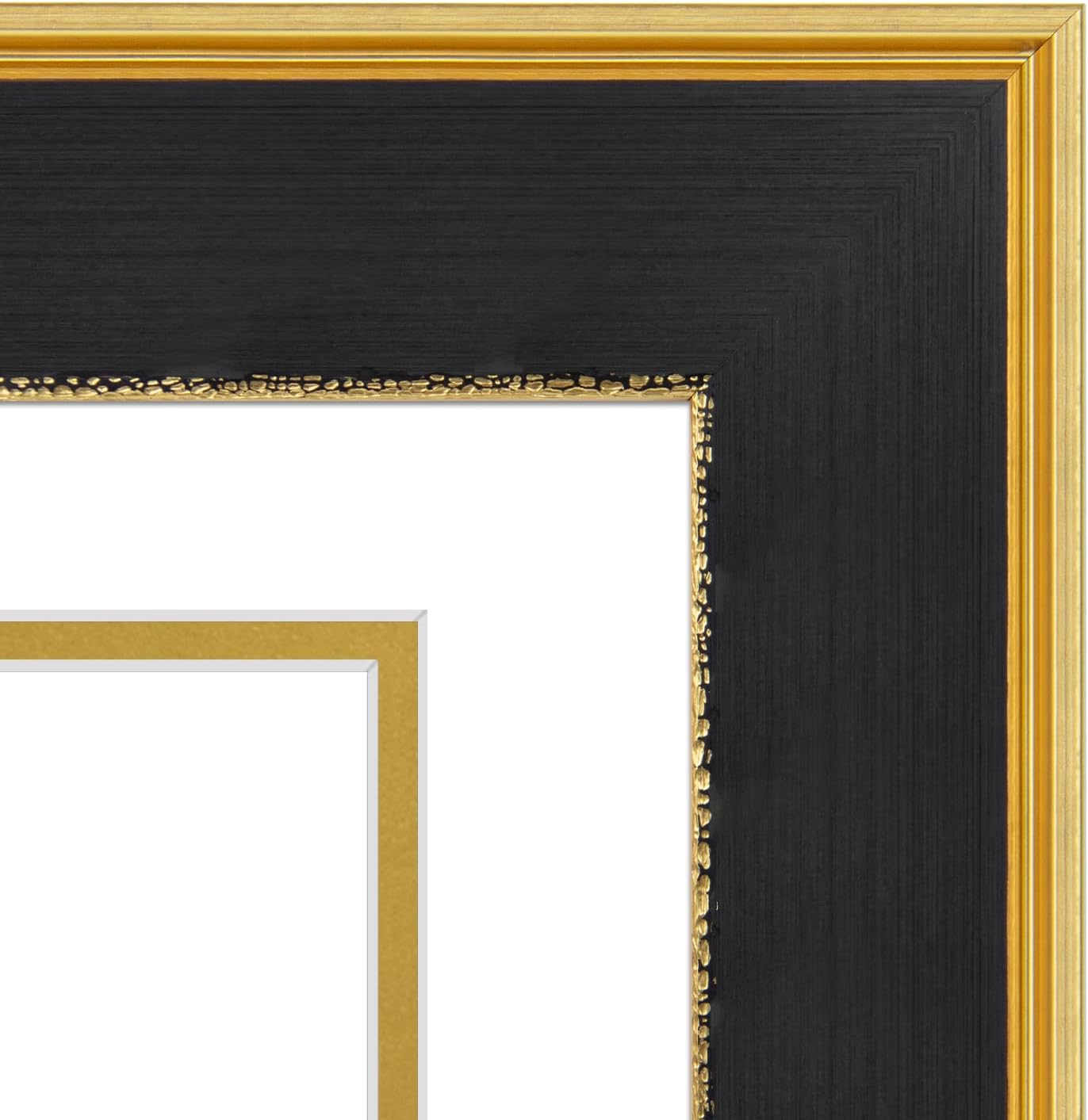 Space Art Deco, Marco de tres certificados de 12 x 37 pulgadas con paspartú doble blanco sobre dorado para (3) diplomasgrados de 8.5 x 11 pulgadas,