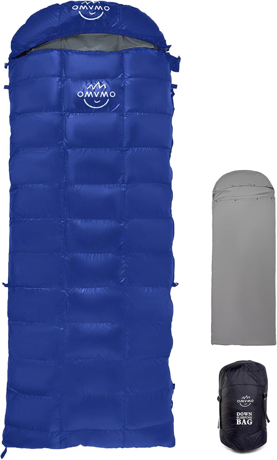 OMVMO Saco de dormir de 0 a 20 grados F para adultos, saco de dormir de fibra de plumón de 4 estaciones para mochileros, campamento, relleno de