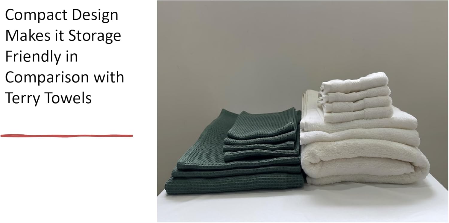 Juego de toallas de baño de algodón orgánico, certificado GOTS (verde bosque) súper absorbente y de secado rápido, sin suavizantes, respetuoso con