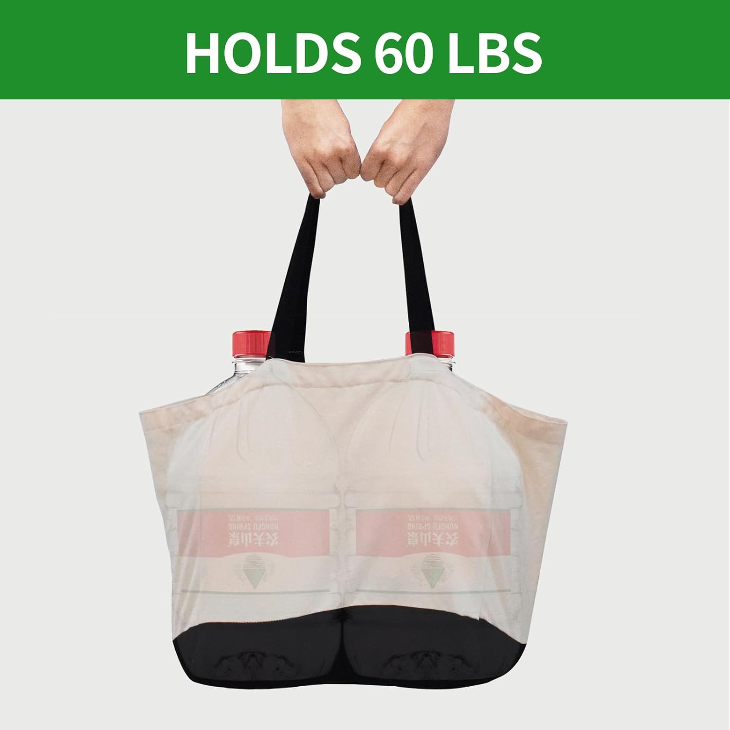 Bolsas de lona reutilizables para comestibles, resistentes, de 8.3 galones, plegable, grande, de lona con asas, capacidad para 60 libras, bolsas de